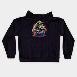 Chimpanzee Playing Violin Kids Hoodie